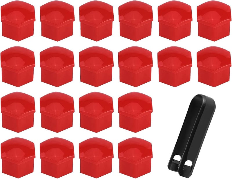 Lyxheth 20PCS Lug Nut Covers, Bolt Covers Caps, Auto Hub Screw Protector with Remover Tool, 17 mm Inner Hex Wheel Bolt Dust Caps Cover Decorative Car Accessories Universal for Most Cars (Red, 17mm) - Image 1